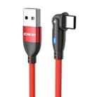 ENKAY 180 Degrees Rotating USB to Type-C 3A Fast Charging Data Cable with LED Light, Length:1m(Red) - 1