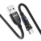 ENKAY 180 Degrees Rotating USB to Type-C 3A Fast Charging Data Cable with LED Light, Length:2m(Black) - 1