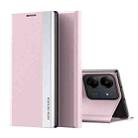 For Xiaomi Redmi 13C Side Electroplated Adsorption Leather Phone Case(Pink) - 1