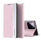 For Xiaomi 14 Side Electroplated Adsorption Leather Phone Case(Pink) - 1
