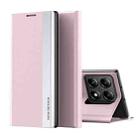 For Xiaomi 14T Side Electroplated Adsorption Leather Phone Case(Pink) - 1