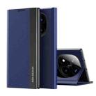 For Xiaomi Redmi Note 14 Pro+ 5G Side Electroplated Adsorption Leather Phone Case(Dark Blue) - 1
