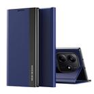 For Redmi Note 14 4G 163.25mm Side Electroplated Adsorption Leather Phone Case(Dark Blue) - 1