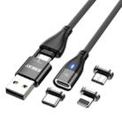 ENKAY 6-in-1 PD60W USB-A / Type-C to Type-C / 8 Pin / Micro USB Magnetic Fast Charging Cable, Cable Length:1m(Black) - 1