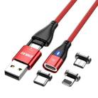 ENKAY 6-in-1 PD60W USB-A / Type-C to Type-C / 8 Pin / Micro USB Magnetic Fast Charging Cable, Cable Length:1m(Red) - 1