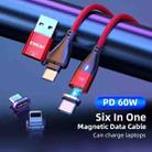 ENKAY 6-in-1 PD60W USB-A / Type-C to Type-C / 8 Pin / Micro USB Magnetic Fast Charging Cable, Cable Length:1m(Red) - 2