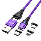 ENKAY 6-in-1 PD60W USB-A / Type-C to Type-C / 8 Pin / Micro USB Magnetic Fast Charging Cable, Cable Length:1m(Purple) - 1