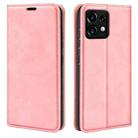 For Motorola Moto X40 Pro Retro-skin Magnetic Suction Leather Phone Case(Pink) - 1