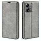 For Motorola Moto G14 Retro-skin Magnetic Suction Leather Phone Case(Grey) - 1