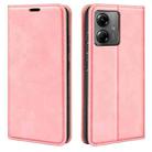 For Motorola Moto G14 Retro-skin Magnetic Suction Leather Phone Case(Pink) - 1