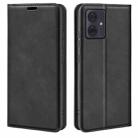 For Motorola Moto G54 Retro-skin Magnetic Suction Leather Phone Case(Black) - 1