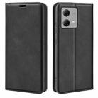 For Motorola Moto G84 Retro-skin Magnetic Suction Leather Phone Case(Black) - 1