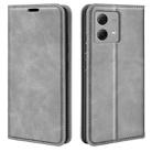 For Motorola Moto G84 Retro-skin Magnetic Suction Leather Phone Case(Grey) - 1