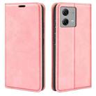 For Motorola Moto G84 Retro-skin Magnetic Suction Leather Phone Case(Pink) - 1