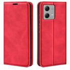 For Motorola Moto G84 Retro-skin Magnetic Suction Leather Phone Case(Red) - 1