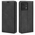 For Motorola Edge 40 Neo Retro-skin Magnetic Suction Leather Phone Case(Black) - 1