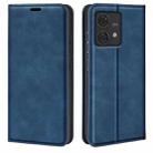 For Motorola Edge 40 Neo Retro-skin Magnetic Suction Leather Phone Case(Dark Blue) - 1