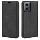 For Motorola Moto G34 Retro-skin Magnetic Suction Leather Phone Case(Black) - 1