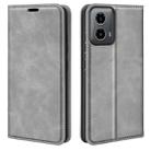 For Motorola Moto G34 Retro-skin Magnetic Suction Leather Phone Case(Grey) - 1