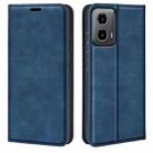 For Motorola Moto G34 Retro-skin Magnetic Suction Leather Phone Case(Dark Blue) - 1