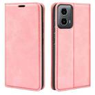 For Motorola Moto G34 Retro-skin Magnetic Suction Leather Phone Case(Pink) - 1