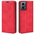 For Motorola Moto G34 Retro-skin Magnetic Suction Leather Phone Case(Red) - 1