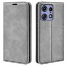 For Motorola Edge 50 Pro Retro-skin Magnetic Suction Leather Phone Case(Grey) - 1