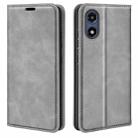 For Motorola Moto G Play 2024 Retro-skin Magnetic Suction Leather Phone Case(Grey) - 1