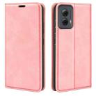 For Motorola Moto G Power 5G 2024 Retro-skin Magnetic Suction Leather Phone Case(Pink) - 1