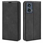 For Motorola Edge 50 Fusion Retro-skin Magnetic Suction Leather Phone Case(Black) - 1