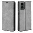 For Motorola Moto G 5G 2024 Retro-skin Magnetic Suction Leather Phone Case(Grey) - 1