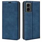 For Motorola Moto G 5G 2024 Retro-skin Magnetic Suction Leather Phone Case(Dark Blue) - 1