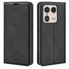 For Motorola Edge 50 Ultra Retro-skin Magnetic Suction Leather Phone Case(Black) - 1