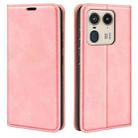 For Motorola Edge 50 Ultra Retro-skin Magnetic Suction Leather Phone Case(Pink) - 1