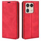 For Motorola Edge 50 Ultra Retro-skin Magnetic Suction Leather Phone Case(Red) - 1