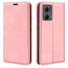 For Motorola Edge 5G 2024 Retro-skin Magnetic Suction Leather Phone Case(Pink) - 1