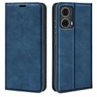 For Motorola Moto G85 5G Retro-skin Magnetic Suction Leather Phone Case(Dark Blue) - 1