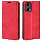 For Motorola Moto G85 5G Retro-skin Magnetic Suction Leather Phone Case(Red) - 1