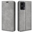 For Motorola Moto G35 5G Retro-skin Magnetic Suction Leather Phone Case(Grey) - 1