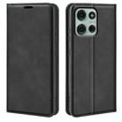 For Motorola Moto G75 5G Retro-skin Magnetic Suction Leather Phone Case(Black) - 1