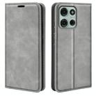 For Motorola Moto G75 5G Retro-skin Magnetic Suction Leather Phone Case(Grey) - 1