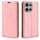 For Motorola Moto G75 5G Retro-skin Magnetic Suction Leather Phone Case(Pink) - 1