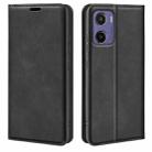 For Motorola Moto E15 Retro-skin Magnetic Suction Leather Phone Case(Black) - 1