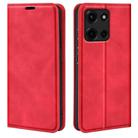 For Motorola Moto G 5G 2025 Retro-skin Magnetic Suction Leather Phone Case(Red) - 1