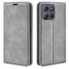 For Motorola Moto G Power 2025 Retro-skin Magnetic Suction Leather Phone Case(Grey) - 1
