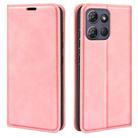For Motorola Moto G Power 2025 Retro-skin Magnetic Suction Leather Phone Case(Pink) - 1