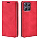 For Motorola Moto G Power 2025 Retro-skin Magnetic Suction Leather Phone Case(Red) - 1