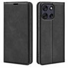 For Motorola Moto G56 5G / G66Y Retro-skin Magnetic Suction Leather Phone Case(Black) - 1
