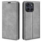 For Motorola Moto G56 5G / G66Y Retro-skin Magnetic Suction Leather Phone Case(Grey) - 1
