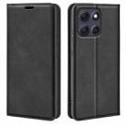 For Motorola Moto G86 5G Retro-skin Magnetic Suction Leather Phone Case(Black) - 1